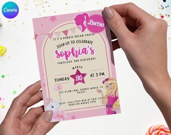 Barbie Birthday Invitation - Editable Dream Party Template for Girls Any Age