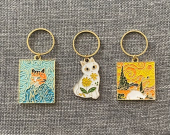 KITTY ARTISTE Jumbo Enamel Trio - Set of 3 Knitting Stitch Markers - 18 mm gold rings