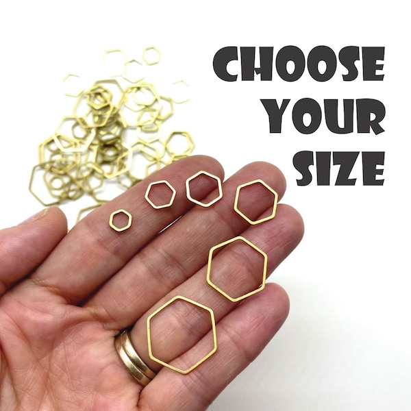20 GOLD HEXIS - Set of 20 Closed Ring Hexagon Knitting Stitch Markers