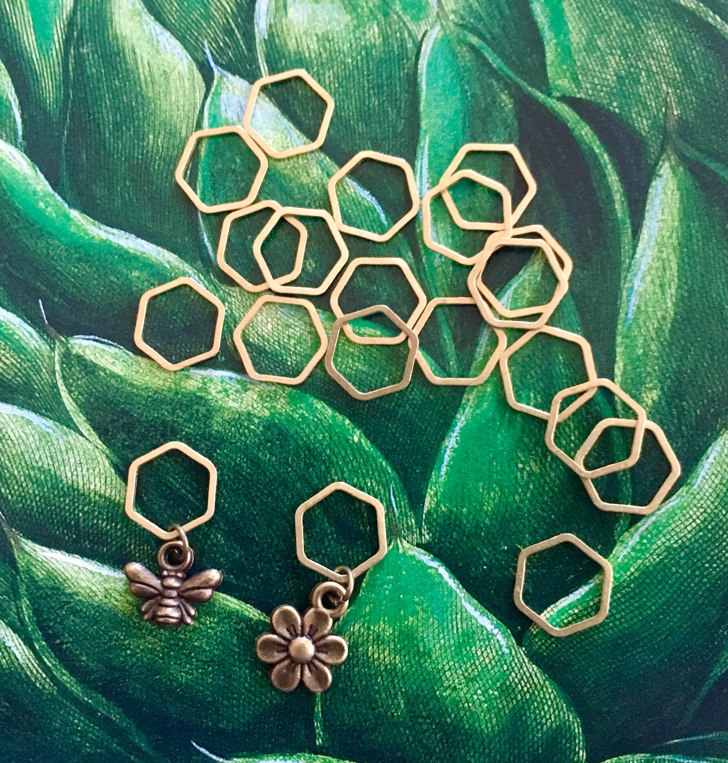 Gold HEXIBEE Stitch Markers Set of 20 HEXAGON Knitting Etsy