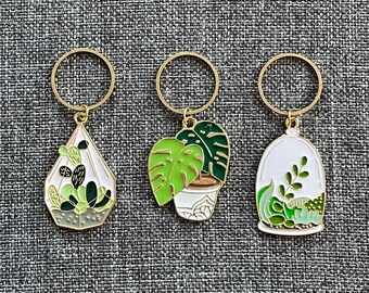 TERRARIUM Jumbo Enamel Trio - Set of 3 Knitting Stitch Markers - 18 mm gold rings