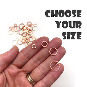 20 ROSE GOLD HEXIS Set of 20 Closed Ring Hexagon Knitting Stitch Markers image 1