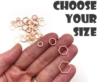 20 ROSE GOLD HEXIS - Set of 20 Closed Ring Hexagon Knitting Stitch Markers