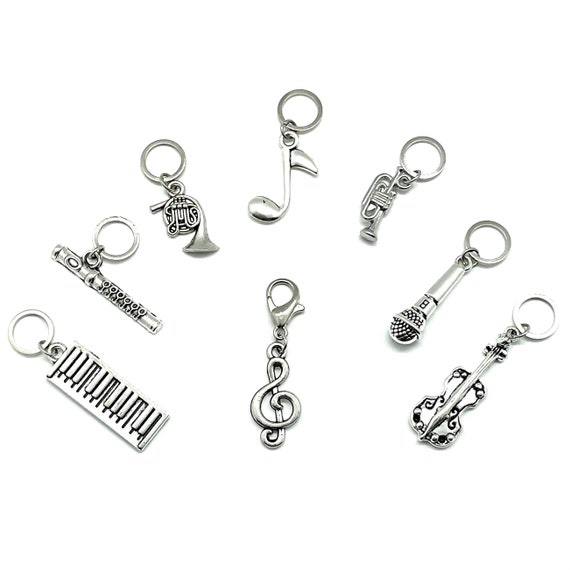 Silver MUSIC CLASS Set of 8 Knitting Stitch Markers 7 X 10 