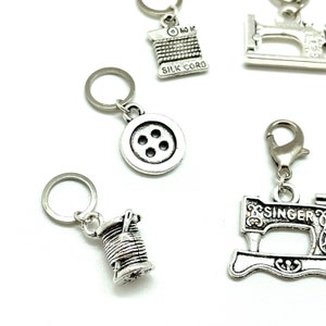 QUILTING BEE Set of 7 Knitting Stitch Markers 6 x 10 mm silver rings 1 x Progress Keeper image 4
