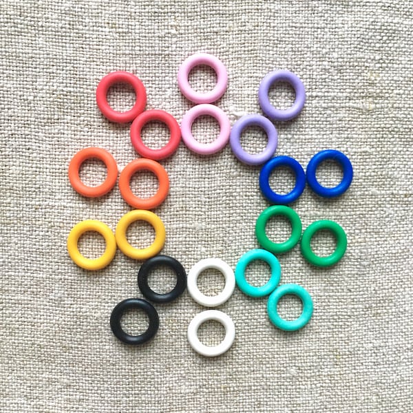 Anillos de silicona RAINBOW - Juego de 20 marcadores de puntos para tejer - Anillos de 8 mm