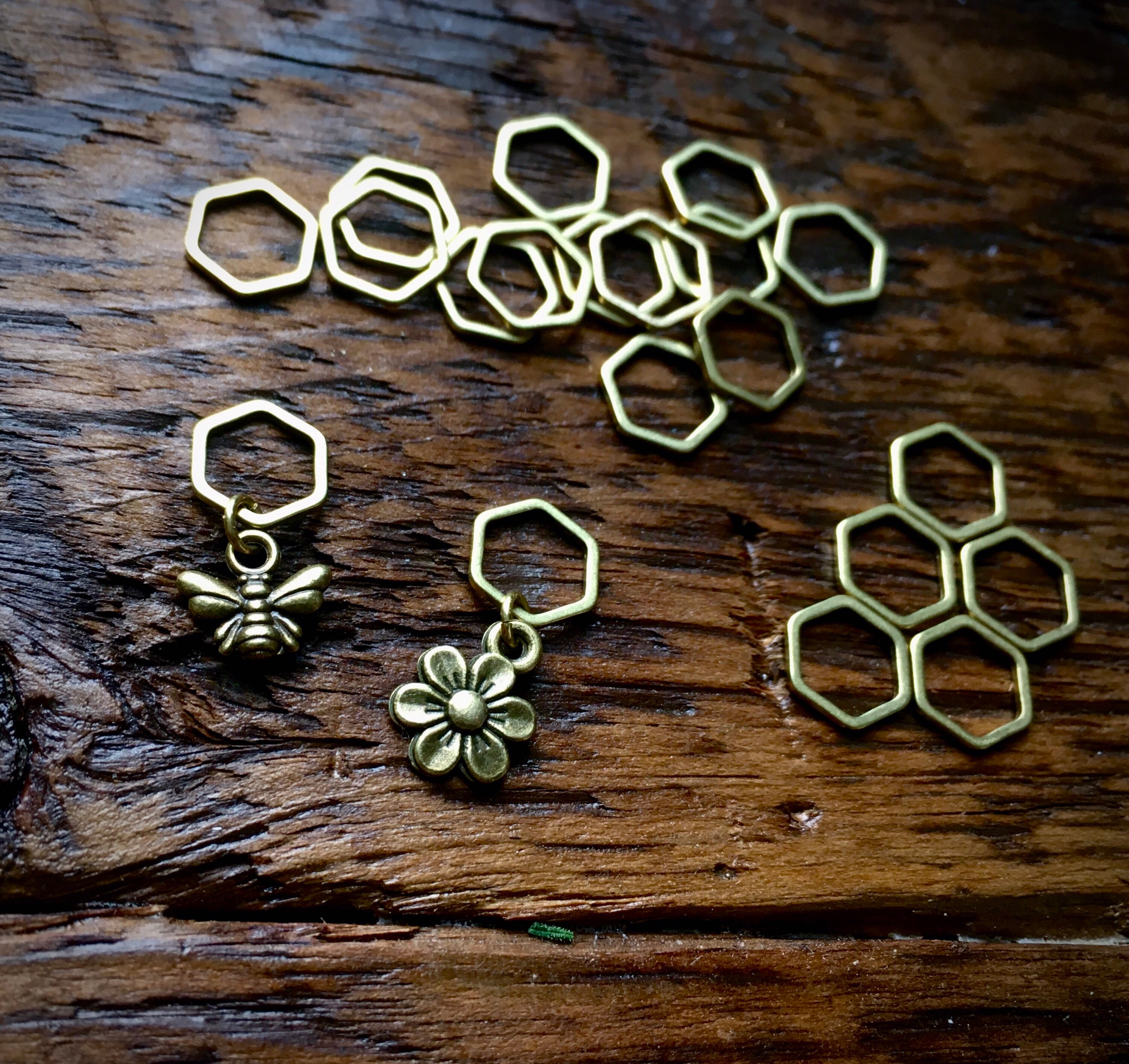 Gold HEXIBEE Stitch Markers Set of 20 HEXAGON Knitting Etsy