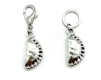 PIEROGI Pair - Set of 2 Knitting Stitch Markers - 1 x 10 mm silver ring + 1 x Progress Keeper