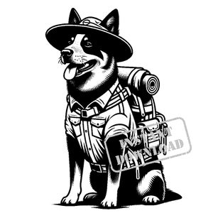 Australian Cattle Dog, gekleidet als Wanderer SVG Bundle