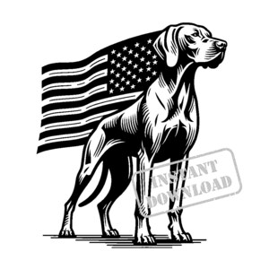 Vizsla mit einem SVG-Bundle der amerikanischen Flagge