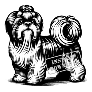 Lot de Shih Tzu dans un style vintage SVG
