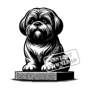 Lot de Shih Tzu dans le style d'une sculpture en granit SVG