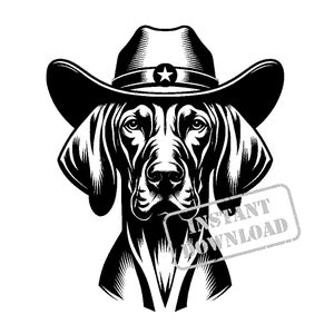 Vizsla con un sombrero de vaquero en paquete SVG