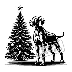 Vizsla mit Weihnachtsbaum SVG Bundle