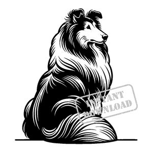 Collie in a One-Line Drawing Style SVG bundle