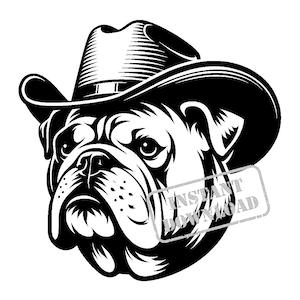 Bulldogge mit Cowboyhut auf SVG Bundle