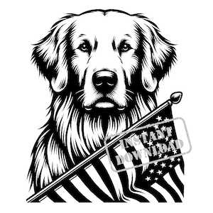 Golden Retriever con un pacchetto SVG di bandiera americana