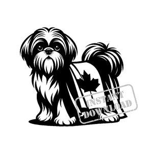 Lot de Shih Tzu avec drapeau canadien SVG