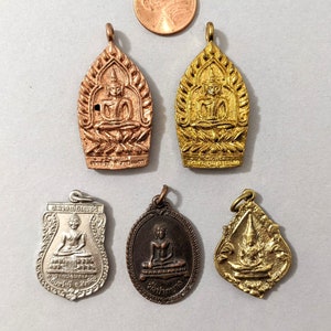 1 Brass Metal Buddha Pendant Medallion Amulet, 5 Available Designs, Your Choice Bild 1