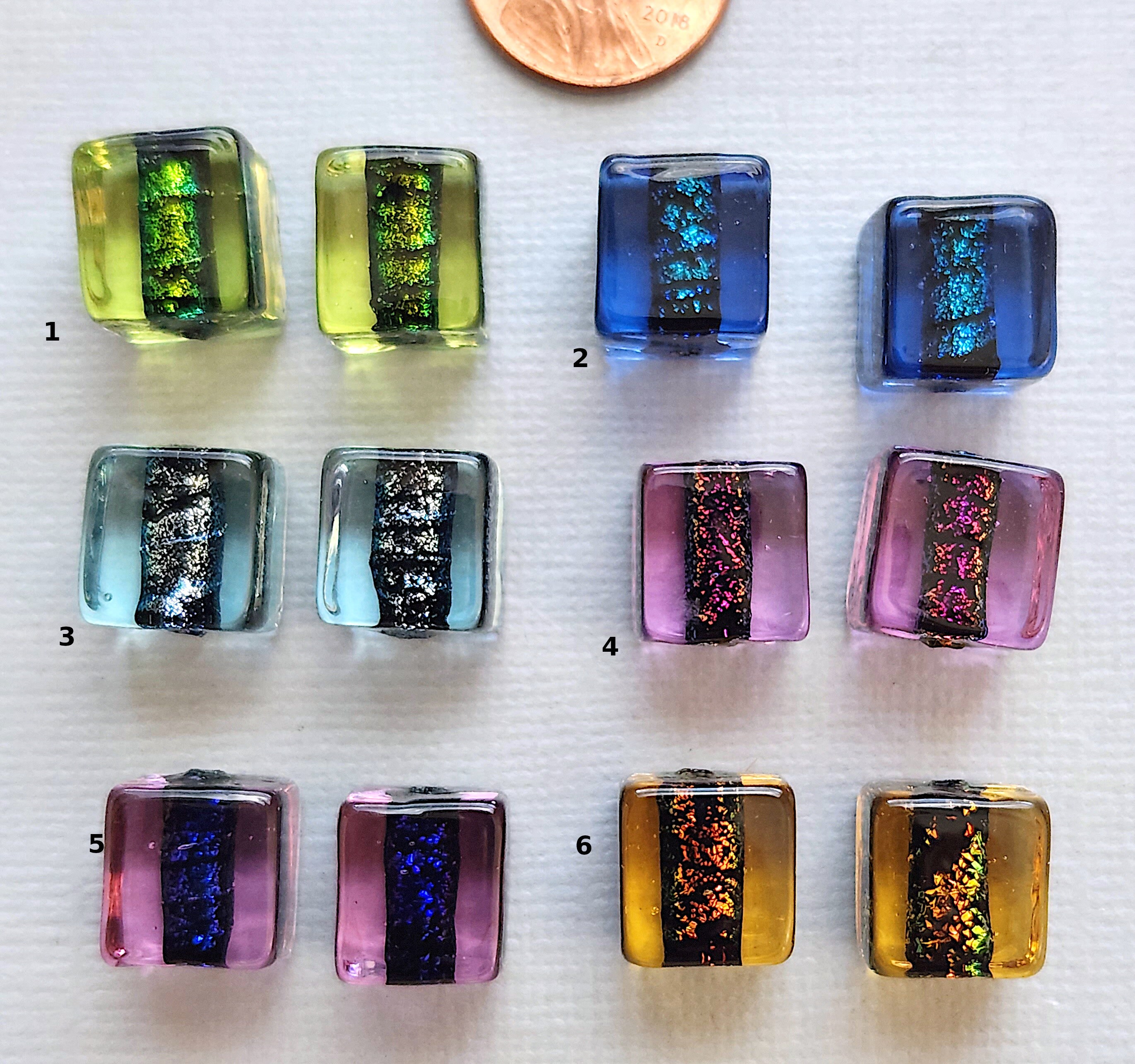 5 Pack Dichroic Glass Gems - Glass Cabochons - Glass Beads - Fused Gla –  Blue Hill Glass