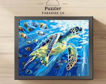 Blue/Green Sea Turtle Tropical Fish Ocean Jigsaw Puzzle - 500 piece Puzzle - Nature Puzzles - Puzzle For Adults - Colorful Puzzle Gift