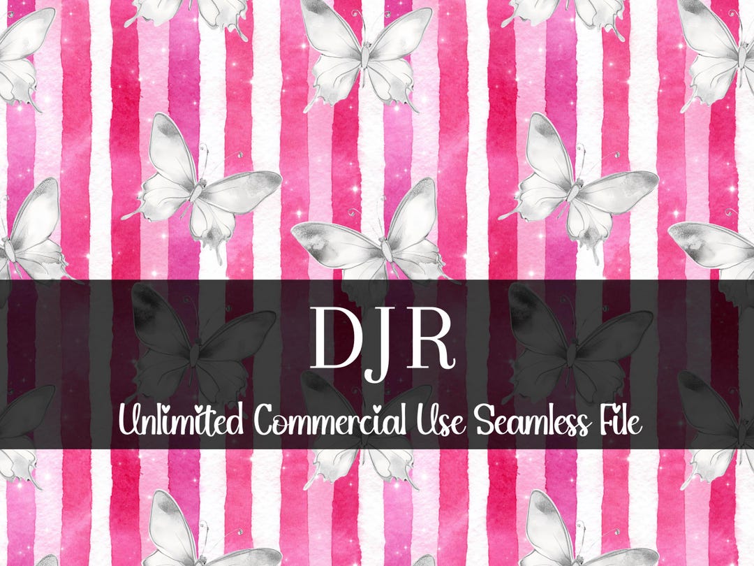 Watercolor Pink Stripes Butterfly Seamless Print | Pink Spring Pattern ...