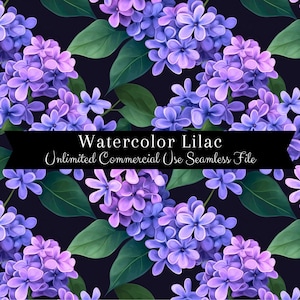 Lilac Seamless Pattern | Watercolor Floral Digital Paper | Watercolor Lilac Pattern | Watercolor Purple Floral | Repeating Pattern PNG
