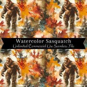 Watercolor Sasquatch Seamless Print | Big Foot Seamless Pattern | Commercial Use Pattern | Repeating Print | Watercolor Camo Seamless PNG