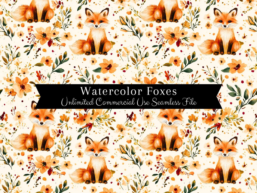 Seamless Fox Pattern | Watercolor Fox Print | Spring Fox Backgrounds ...