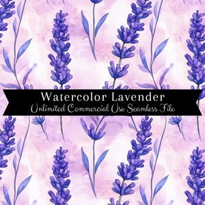 Watercolor Lavender Seamless Print | Floral Seamless Pattern | Commercial Use Pattern | Repeating Print | Watercolor Lavender Seamless PNG