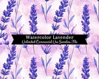 Naadloze aquarel lavendel print | Naadloos bloemenpatroon | Patroon voor commercieel gebruik | Herhalende afdruk | Naadloze aquarel, lavendel, png