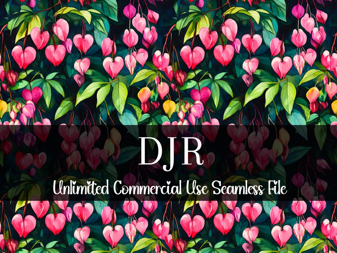 Floral Bleeding Heart Seamless Print | Watercolor Flower Repeating ...