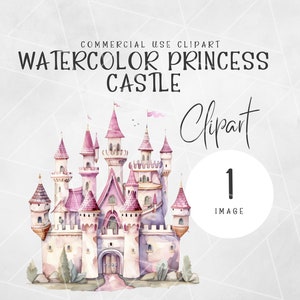 Watercolor Pink Castle PNG | Princess Clipart | Fairytale Clipart | Fairytale Castle Clipart | Watercolor Castle PNG | Birthday Clipart