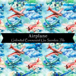 Nahtloses Aquarell Flugzeug Muster | Aquarell Flugzeuge | Luftfahrt Hintergründe Nahtlose Datei | Sich wiederholendes Muster PNG | Exklusivrechte PNG