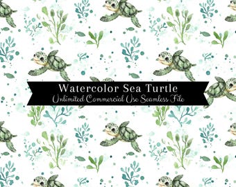 Modèle sans couture de tortue de mer | Papier numérique aquarelle tortue de mer | Motif tortue aquarelle | Aquarelle océan | Motif répétitif PNG