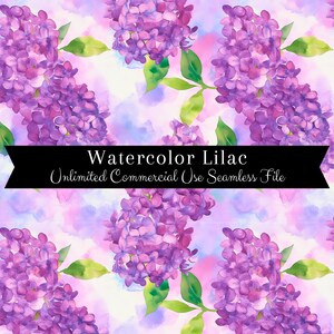 Lilac Seamless Pattern | Watercolor Floral Digital Paper | Watercolor Lilac Pattern | Watercolor Purple Floral | Repeating Pattern PNG