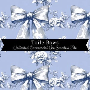 Blue Toile De Jouy Seamless Pattern | blue Toile Pattern | Chinoiserie Bow Seamless Print | French Toile De Jouy | Blue Bow Toile Seamless