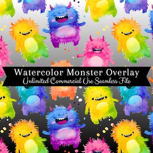 Overlay Monster nahtlose Muster | Aquarell Halloween Nahtlos | Aquarell Monster Muster | Aquarell Gruselig Nahtlos | Herbst PNG