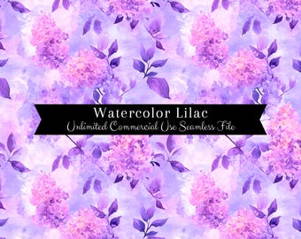 Fliederfarbenes Nahtloses Muster | Aquarell Blumen Digitales Papier | Aquarell Lila Muster | Aquarell Lila Blumen | Sich wiederholendes Muster PNG