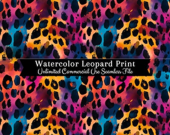Estampa de Leopardo em Aquarela Sem Costura | Padrão de Leopardo Sem Costura | Padrão para Uso Comercial | Estampa Repetitiva | Estampa Animal em Aquarela Sem Costura