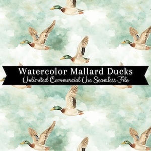 Padrão de pato-real sem costura | Patos em aquarela | Arquivo de fundos de caça sem costura | Padrão de repetição PNG | Direitos exclusivos PNG