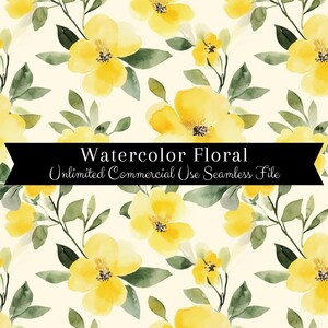 Watercolor Yellow Flowers Seamless Print | Floral Seamless Pattern | Commercial Use Pattern | Repeating Print | Watercolor Yellow Floral PNG