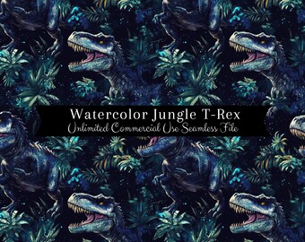 T-Rex Jungle Dinosaur Seamless Pattern | Seamless Pattern for Fabric | Cute Dino Digital Paper | Kids Background | Repeating Design for Boys