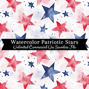 Red White & Blue Seamless Pattern | Watercolor Flag Digital Paper | Watercolor Patriotic Pattern | 4th of July Repeating Pattern