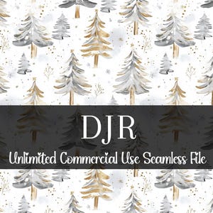 Modèle sans couture d'arbre à feuilles persistantes | Papier numérique aquarelle pour les fêtes | Motif de Noël doré à l'aquarelle | Arbre PNG | Motif répétitif PNG