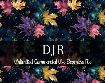 Watercolor Leaves Seamless Print | Fall Leaves Repeating Pattern | Commercial Use Print | Autumn Digital Papers | Moody Cottage Core