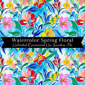 Watercolor Floral Seamless Print | Preppy Seamless Pattern | Commercial Use Pattern | Repeating Print | Watercolor Preppy Tropical Seamless