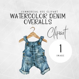 Clipart de vêtements de bébé Boho aquarelle | Clipart Boho bébé garçon | Clipart de salopette en jean pour bébé | Clipart bébé vintage | Clipart aquarelle