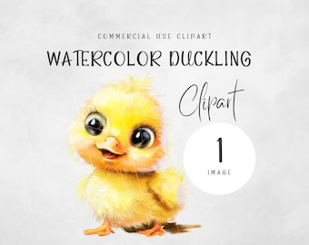 Acquerello Baby Duck Clipart, Illustrazione digitale Anatra gialla, Per invito Baby Shower, Invito festa di compleanno Ducky, Clipart acquerello