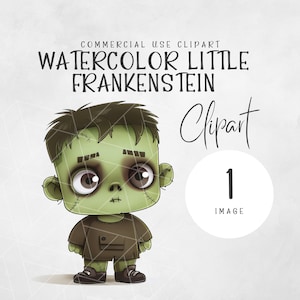 Aquarell Little FrankensteinClipart | Halloween Aquarell Baby Shower Clipart | Halloween Png | Niedliche Gruselige Clipart | Kommerzielle Nutzung